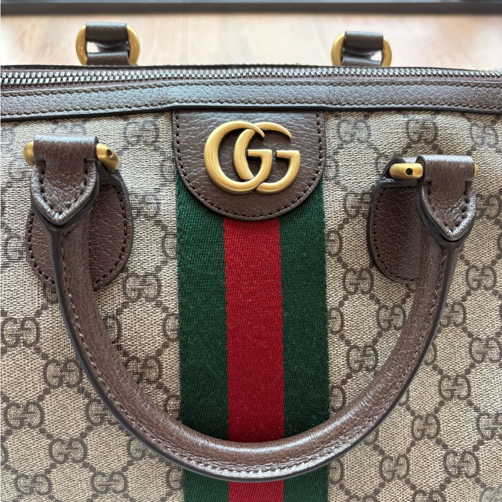 Gucci Duffle Bag - Gucci Beige and Brown Monogram Duffel Bag - Picture 6 of 10